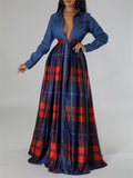 Women's Shirt Plaid Patchwork Sexy Casual Lapel Dress