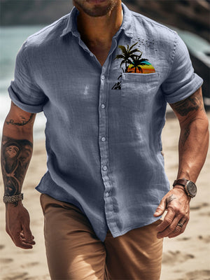 Men's Summer Holiday Sunrise Print Beach Shirt