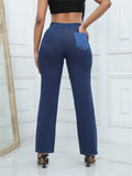 Casual Patchwork Contrast Color Jeans for Women