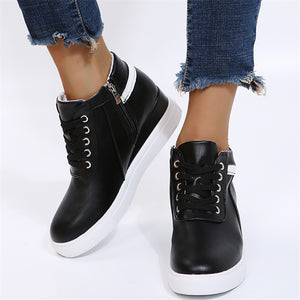 Women's Fashion Invisible Height Increasing Lace Up Side Zipper Shoes