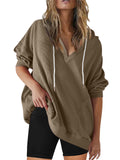 Fashionable Long Sleeve V-neck Hoodies for Ladies