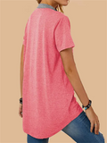 Stylish Patchwork Pocket Button T-shirt for Ladies