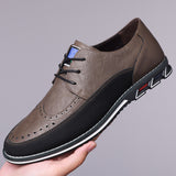 Men's Casual Faux Leather Lace Up Flats Brogue Shoes