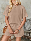 Women's 2pcs Casual Solid Color Round Neck Short Sleeve Top & Pants Set