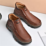 Men's Faux Leather Seam Slip-on Outdoor Casual High-Top Boots