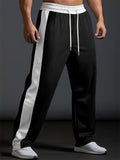 Men's Side Striped Mid-waist Loose Fit Drawstring Sport Trousers