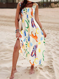 Female Stylish Animal Print Sleeveless Maxi Dress