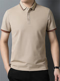 Men's Summer Simple Contrast Trim Short Sleeve Polo T-Shirts