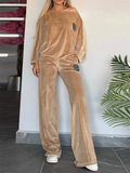 Women's Autumn Velvet Loose BatWing Sleeve Sweatsuit Two Piece Set