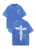 Men's Cross Print Walk By Faith Religious Graphic Tee