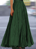 Women's Solid Color Texture Big Hem Pleated A-Line Skirt