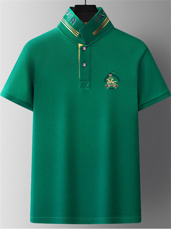 Men's Casual Embroidery Short Sleeve Polo Shirts