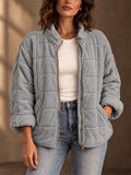 Women Casual Quilted Lightweight Padded Zip Up Jacket