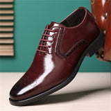 Men's Office Wear British Lace Up Glossy Dress Shoes