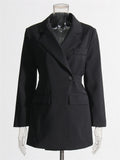 Women's Fashion Notched Collar Long Sleeve Blazer Coat