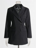 Women's Fashion Notched Collar Long Sleeve Blazer Coat