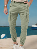 Men's Casual Solid Color Pockets Cargo Jogger Pants