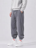 Mens Corduroy Elastic Waist Drawstring Jogger Pants
