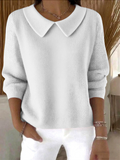 Women's Autumn Comfy Solid Color Peter Pan Collar Long Sleeve Shirts