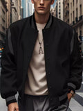 Men's Stand Collar Single-Breasted Baseball Jacket