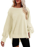 Women's Oversized Crew Neck Side Slit Street Sweatshirt