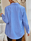Women's Casual Stripe Long Sleeve Button Up Blouse
