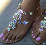 Beautiful Rhinestone Flat Sandals