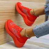 Lady Summer Trendy Solid Color Rhinestone Walking Sneakers