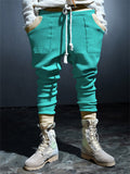 Trendy Contrast Color Drawstring Knitted Casual Pants for Men
