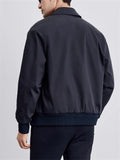 Korean Style Men's Long Sleeve Waist Length Solid Color Lapel Jacket