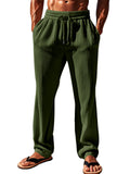 Men's Casual Solid Color Stripe Mid Rise Drawstring Pants