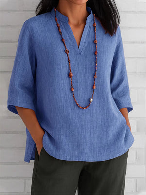 Summer Women's Solid Color Casual V Neck Shirts