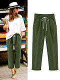 Summer Fashion High Waist Drawstring Loose Casual Pants for Women