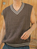 Summer Men's V-Neck Sleeveless Twisted Knitted Vest