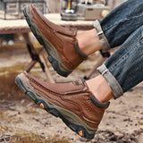 Men's Faux Leather Seam Slip-on Outdoor Casual High-Top Boots