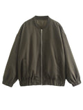 Women's Oversized Long Sleeve Zipper Bomber Coat