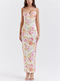 Women's Sexy Sweetheart Spaghetti Strap Rose Print Dress