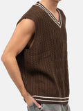 Summer Men's V-Neck Sleeveless Twisted Knitted Vest