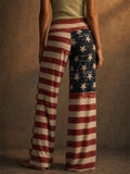 Women American Flag High Waist Patriotic Lounge Wide Leg Pants