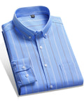 Plus Size Men's Cotton Contrast Color Stripe Shirts