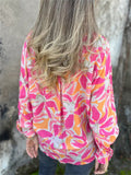 Women's Casual Contrast Color Printed Long Sleeve Blouses