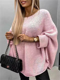 Women's Casual Solid Color BatWing Sleeve Asymmetric Hem Sweaters