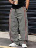 Men's Casual Streetwear Baggy Contrasting Piping Wide Leg Parachute Pants