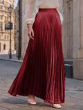 Women's Solid Color High Waist Big Hem Pleated A-Line Skirts