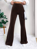 Women's Stylish Elastic Waist Corduroy Flared Pants