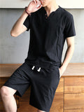 Men's Summer Vacation 2-Pieces V Neck Short Sleeve Loose Sets