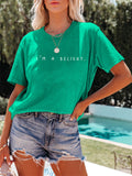 Women's Simple Letter Print Round Neck Short Sleeve Shirts