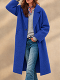 Women Wool Blend Long Lapel Single Breasted Winter Overcoat