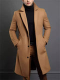 Male's Casual Solid Color Single Breasted Lapel Button Up Coat
