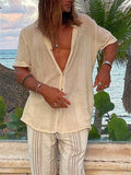 Men's Relaxed Stand Collar See-Through Beach Shirt